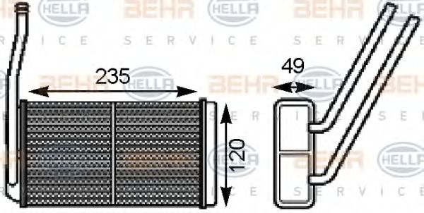 BEHR HELLA SERVICE 8FH351000161 Радиатор печки для LAND ROVER