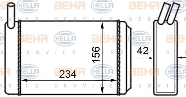 BEHR HELLA SERVICE 8FH351024211 Радиатор печки для PORSCHE