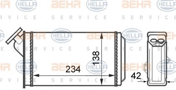BEHR HELLA SERVICE 8FH351024321 Радиатор печки BEHR HELLA SERVICE 