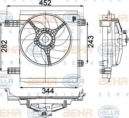 BEHR HELLA SERVICE 8EW351041251 Вентилятор системы охлаждения двигателя для SMART