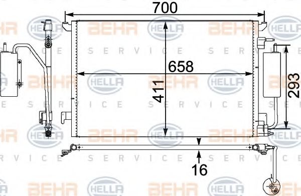 BEHR HELLA SERVICE 8FC351302591 Радиатор кондиционера для CADILLAC