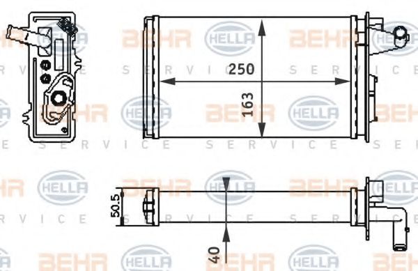 BEHR HELLA SERVICE 8FH351313041 Радиатор печки для FIAT TEMPRA