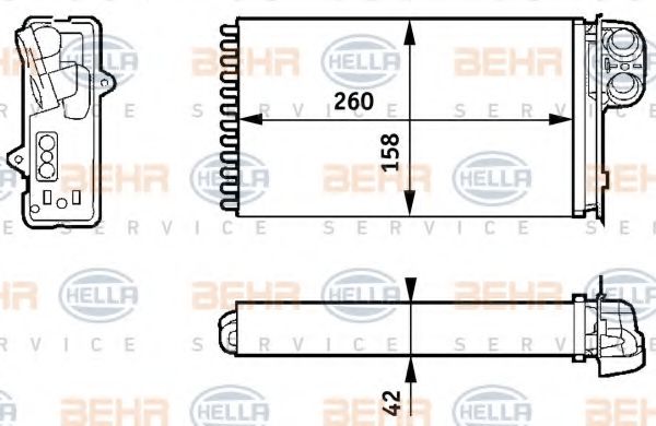 BEHR HELLA SERVICE 8FH351313421 Радиатор печки для RENAULT SCENIC 1 (JA0/1)