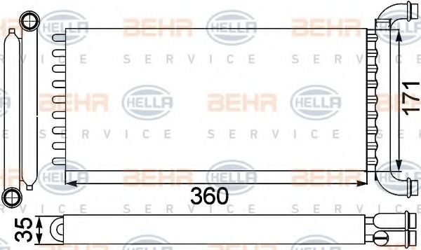 BEHR HELLA SERVICE 8FH351313571 Радиатор печки для MERCEDES-BENZ SPRINTER