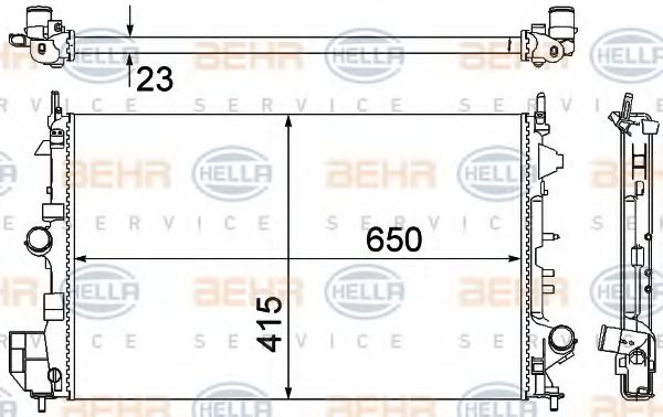 BEHR HELLA SERVICE 8MK376700261 Радиатор охлаждения двигателя BEHR HELLA SERVICE для FIAT