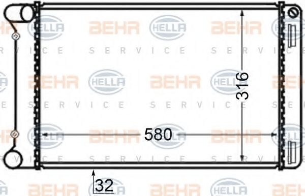 BEHR HELLA SERVICE 8MK376704641 Радиатор охлаждения двигателя BEHR HELLA SERVICE для FIAT