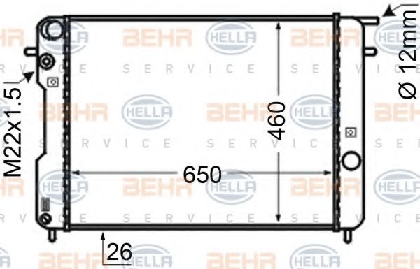 BEHR HELLA SERVICE 8MK376704751 Радиатор охлаждения двигателя BEHR HELLA SERVICE для OPEL