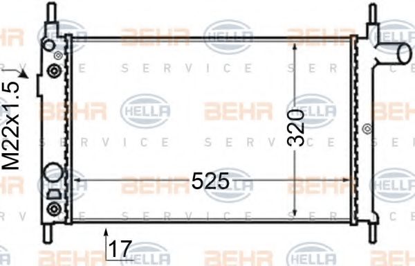 BEHR HELLA SERVICE 8MK376704771 Радиатор охлаждения двигателя BEHR HELLA SERVICE для OPEL
