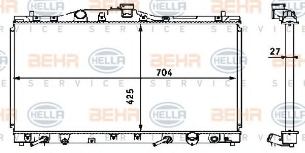 BEHR HELLA SERVICE 8MK376708371 Радиатор охлаждения двигателя BEHR HELLA SERVICE для HONDA