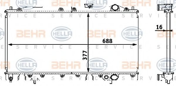 BEHR HELLA SERVICE 8MK376708401 Радиатор охлаждения двигателя BEHR HELLA SERVICE 