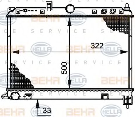 BEHR HELLA SERVICE 8MK376708581 Радиатор охлаждения двигателя BEHR HELLA SERVICE для ROVER 600