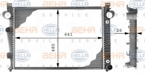 BEHR HELLA SERVICE 8MK376710281 Радиатор охлаждения двигателя BEHR HELLA SERVICE для MERCEDES-BENZ
