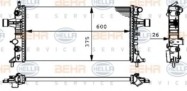 BEHR HELLA SERVICE 8MK376710321 Радиатор охлаждения двигателя BEHR HELLA SERVICE 