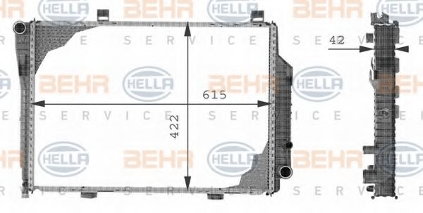 BEHR HELLA SERVICE 8MK376710351 Радиатор охлаждения двигателя BEHR HELLA SERVICE для MERCEDES-BENZ