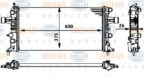 BEHR HELLA SERVICE 8MK376710661 Радиатор охлаждения двигателя BEHR HELLA SERVICE для OPEL