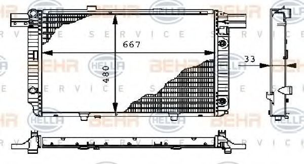 BEHR HELLA SERVICE 8MK376711091 Радиатор охлаждения двигателя для MERCEDES-BENZ SL