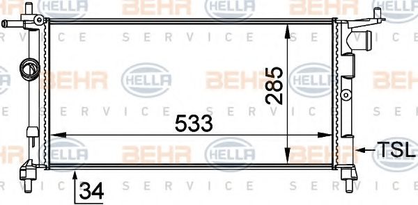 BEHR HELLA SERVICE 8MK376712001 Радиатор охлаждения двигателя BEHR HELLA SERVICE для OPEL