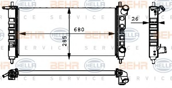 BEHR HELLA SERVICE 8MK376712701 Радиатор охлаждения двигателя BEHR HELLA SERVICE для OPEL