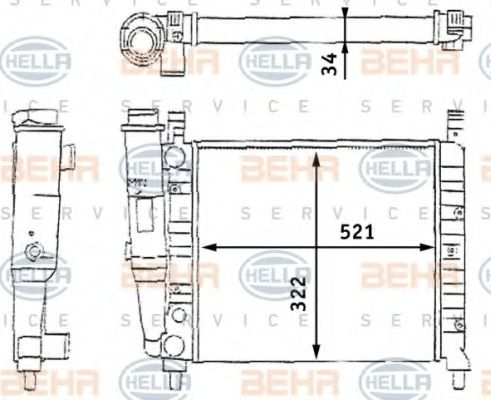 BEHR HELLA SERVICE 8MK376713391 Радиатор охлаждения двигателя для FIAT ELBA