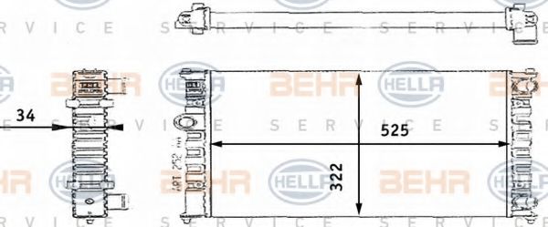 BEHR HELLA SERVICE 8MK376713721 Радиатор охлаждения двигателя BEHR HELLA SERVICE для VOLKSWAGEN