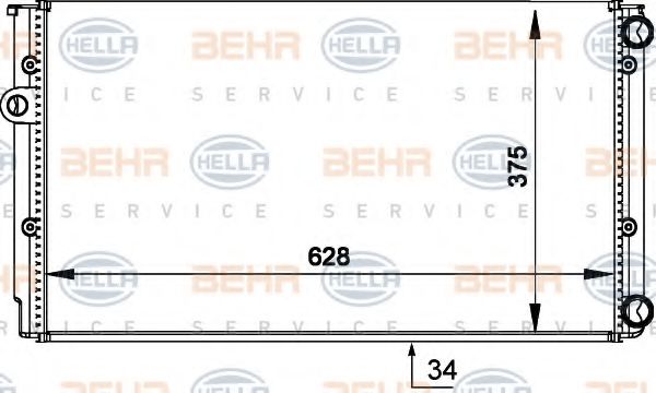 BEHR HELLA SERVICE 8MK376714041 Радиатор охлаждения двигателя BEHR HELLA SERVICE для VOLKSWAGEN