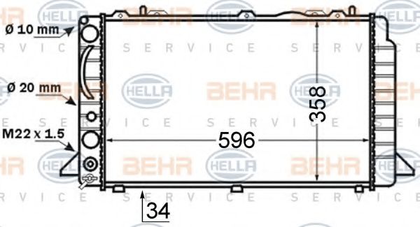 BEHR HELLA SERVICE 8MK376714461 Радиатор охлаждения двигателя BEHR HELLA SERVICE для AUDI