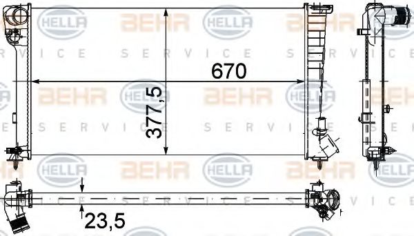 BEHR HELLA SERVICE 8MK376715521 Радиатор охлаждения двигателя BEHR HELLA SERVICE для PEUGEOT