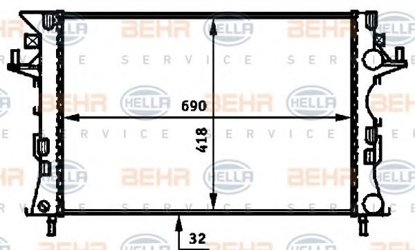 BEHR HELLA SERVICE 8MK376716301 Радиатор охлаждения двигателя для RENAULT VEL SATIS