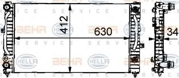 BEHR HELLA SERVICE 8MK376716621 Радиатор охлаждения двигателя BEHR HELLA SERVICE для AUDI