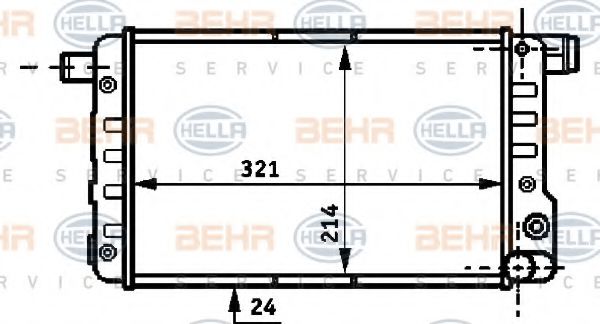 BEHR HELLA SERVICE 8MK376717051 Радиатор охлаждения двигателя BEHR HELLA SERVICE для FIAT