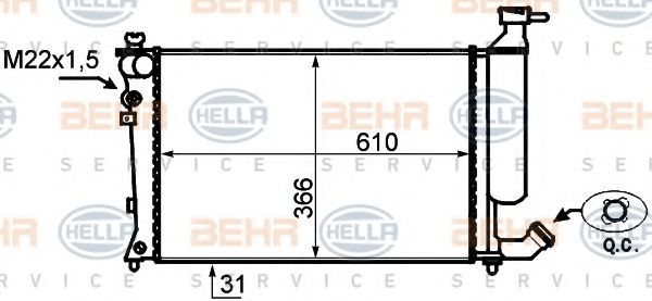 BEHR HELLA SERVICE 8MK376717171 Радиатор охлаждения двигателя BEHR HELLA SERVICE для PEUGEOT
