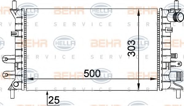 BEHR HELLA SERVICE 8MK376720191 Радиатор охлаждения двигателя BEHR HELLA SERVICE для FORD