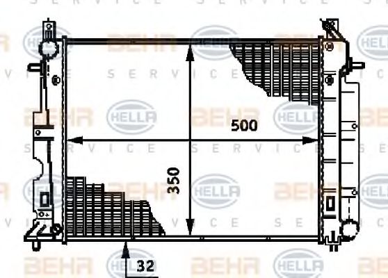 BEHR HELLA SERVICE 8MK376720551 Радиатор охлаждения двигателя для SAAB 900