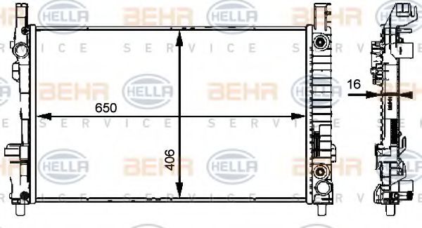 BEHR HELLA SERVICE 8MK376721031 Радиатор охлаждения двигателя для MERCEDES-BENZ B-CLASS