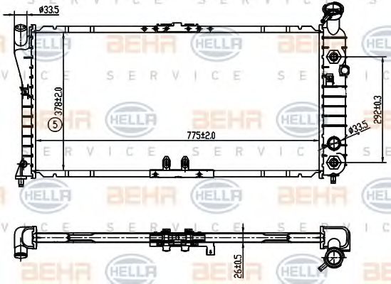 8MK 376 721-874 BEHR HELLA SERVICE Радиатор, охлаждение двигателя 8MK 376 721-874 BEHR HELLA SERVICE Радиатор, охлаждение двигателя