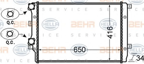 BEHR HELLA SERVICE 8MK376726701 Радиатор охлаждения двигателя BEHR HELLA SERVICE для SKODA