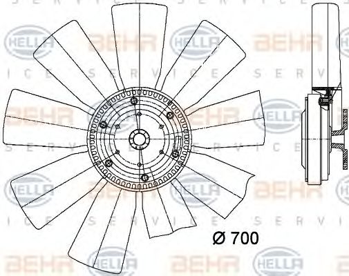 BEHR HELLA SERVICE 8MV376727191 Вентилятор системы охлаждения двигателя для RENAULT TRUCKS MAGNUM