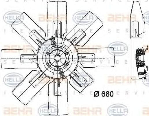 BEHR HELLA SERVICE 8MV376728081 Вентилятор системы охлаждения двигателя для RENAULT TRUCKS