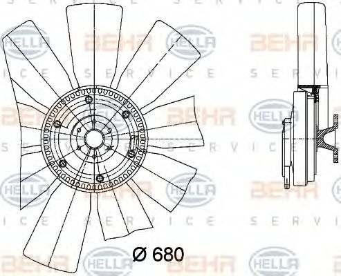 BEHR HELLA SERVICE 8MV376729421 Вентилятор системы охлаждения двигателя для RENAULT TRUCKS