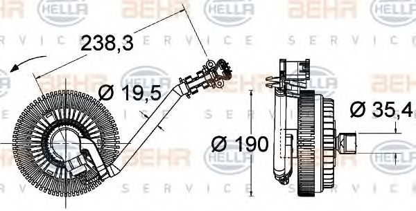 BEHR HELLA SERVICE 8MV376734021 Вентилятор системы охлаждения двигателя для SAAB
