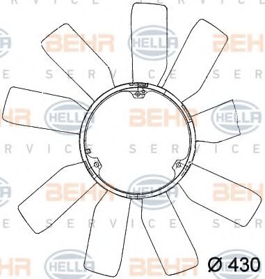 BEHR HELLA SERVICE 8MV376741181 Вентилятор системы охлаждения двигателя для SSANGYONG