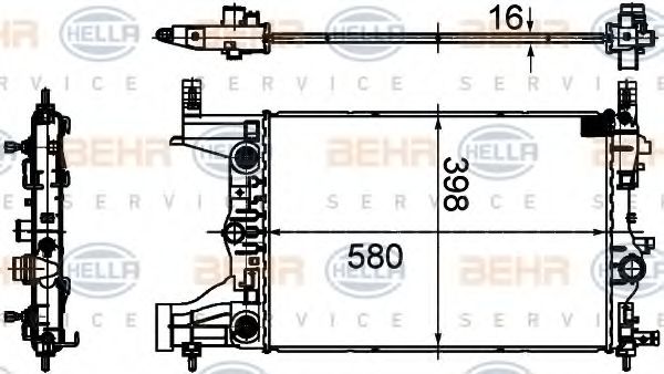 BEHR HELLA SERVICE 8MK376749851 Радиатор охлаждения двигателя BEHR HELLA SERVICE для CHEVROLET