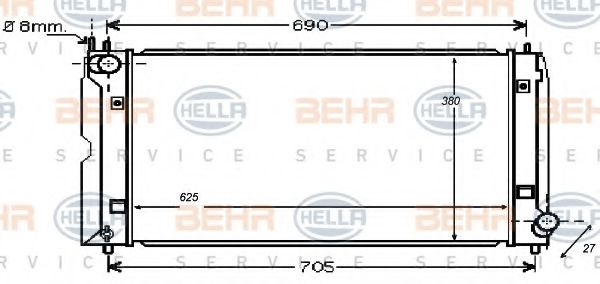 BEHR HELLA SERVICE 8MK376753731 Радиатор охлаждения двигателя BEHR HELLA SERVICE для TOYOTA