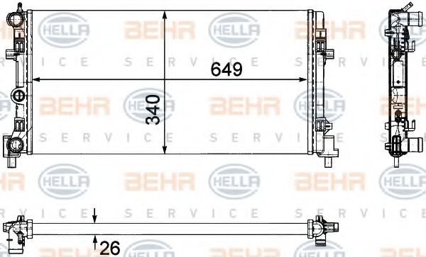 BEHR HELLA SERVICE 8MK376754281 Радиатор охлаждения двигателя для AUDI A1 (8X1, 8XK, 8XF)