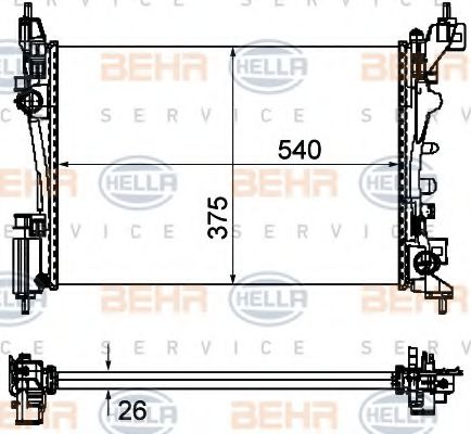 BEHR HELLA SERVICE 8MK376754571 Радиатор охлаждения двигателя BEHR HELLA SERVICE для FIAT FIORINO