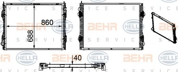 BEHR HELLA SERVICE 8MK376756171 Радиатор охлаждения двигателя для SCANIA