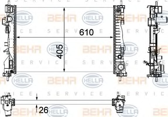 BEHR HELLA SERVICE 8MK376756241 Радиатор охлаждения двигателя BEHR HELLA SERVICE для ALFA ROMEO