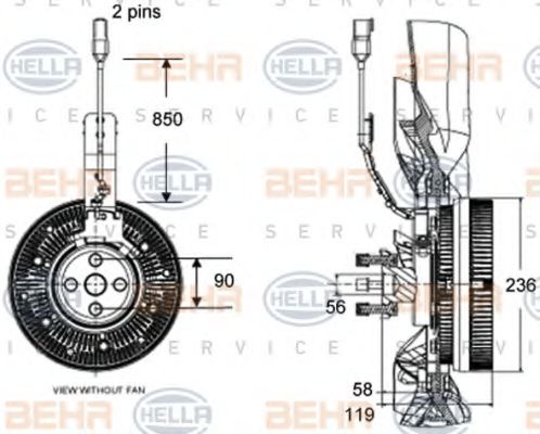 BEHR HELLA SERVICE 8MV376758541 Вентилятор системы охлаждения двигателя для MAZ-MAN