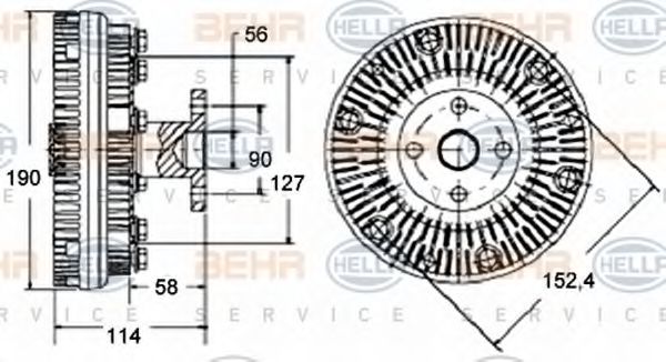 BEHR HELLA SERVICE 8MV376758551 Вентилятор системы охлаждения двигателя для MAZ-MAN