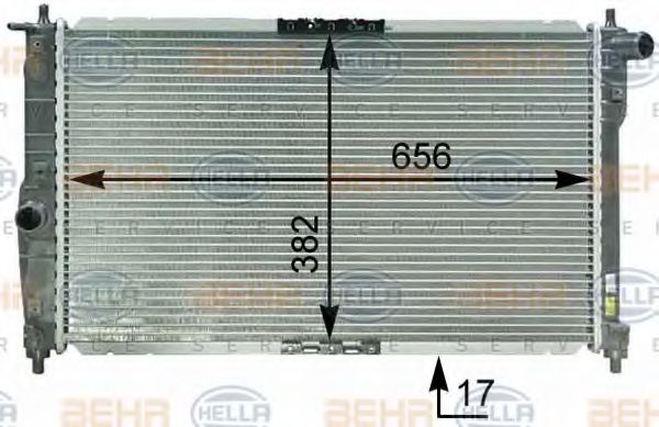 BEHR HELLA SERVICE 8MK376762611 Радиатор охлаждения двигателя BEHR HELLA SERVICE для DAEWOO